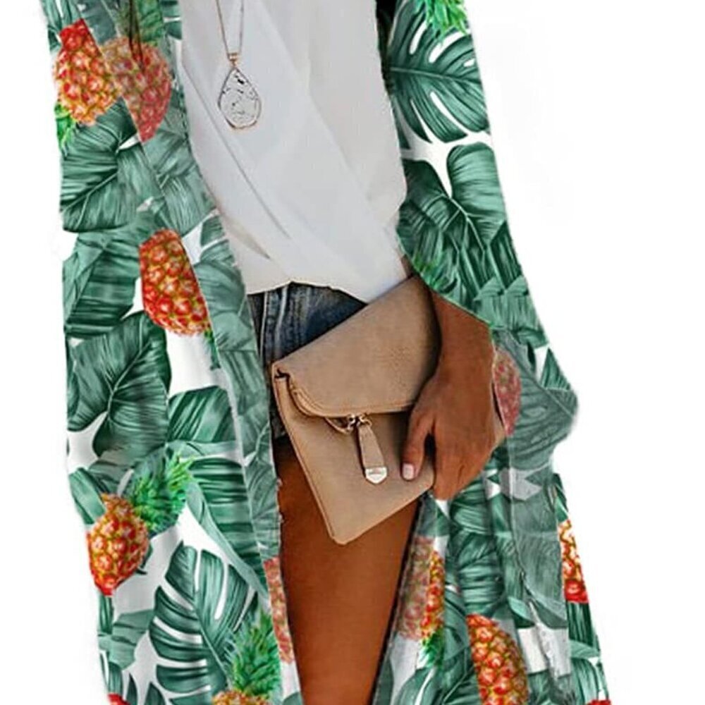 Women's Boho Chiffon Kimono Cover Up Vacation Beach Dress Med